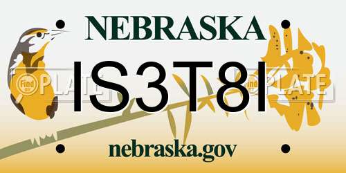 IS3T8I Nebraska License Plate