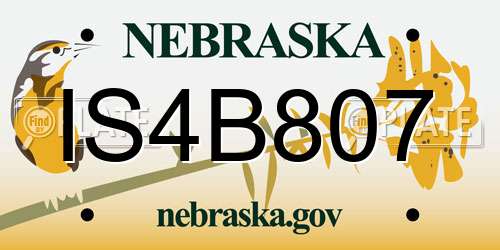 IS4B807 Nebraska License Plate