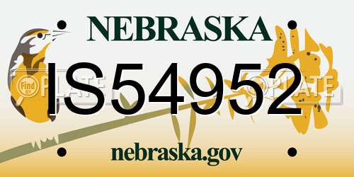IS54952 Nebraska License Plate