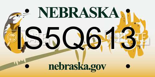 IS5Q613 Nebraska License Plate