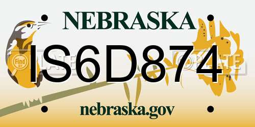 IS6D874 Nebraska License Plate