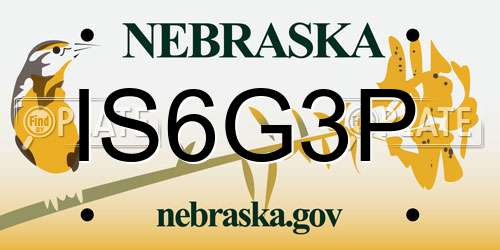 IS6G3P Nebraska License Plate