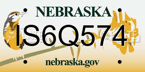 IS6Q574 Nebraska License Plate