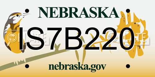 IS7B220 Nebraska License Plate