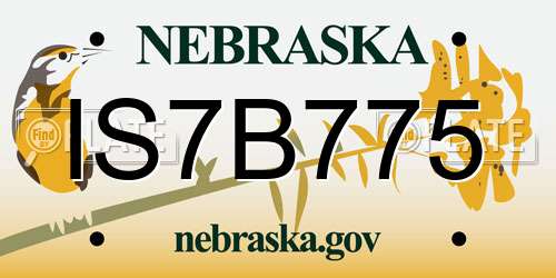 IS7B775 Nebraska License Plate
