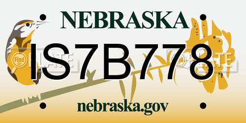 IS7B778 Nebraska License Plate