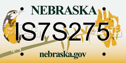 IS7S275 Nebraska License Plate