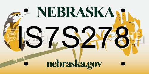 IS7S278 Nebraska License Plate
