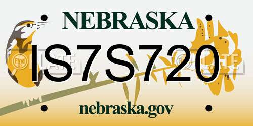 IS7S720 Nebraska License Plate