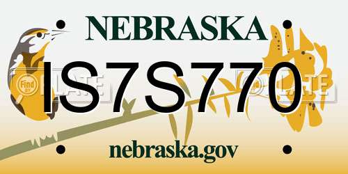IS7S770 Nebraska License Plate