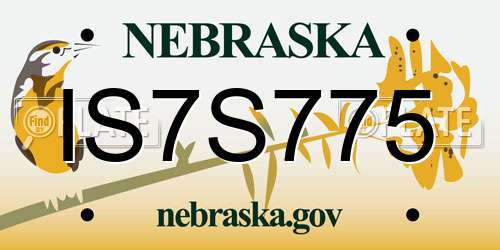 IS7S775 Nebraska License Plate