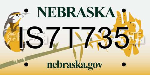 IS7T735 Nebraska License Plate
