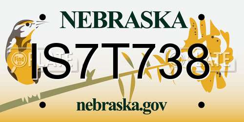 IS7T738 Nebraska License Plate