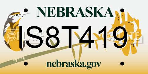 IS8T419 Nebraska License Plate