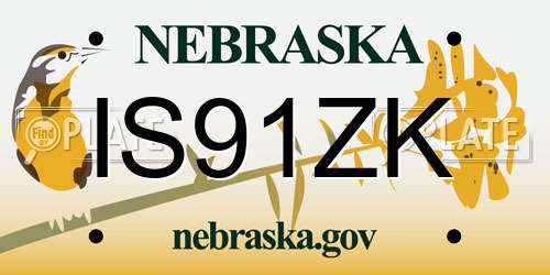 IS91ZK Nebraska License Plate