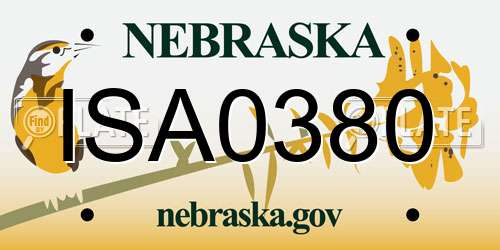 ISA0380 Nebraska License Plate