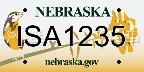 ISA1235 Nebraska License Plate