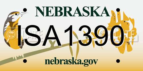 ISA1390 Nebraska License Plate
