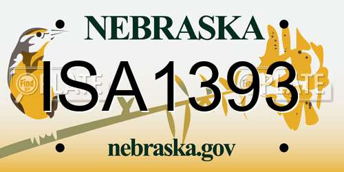 ISA1393 Nebraska License Plate