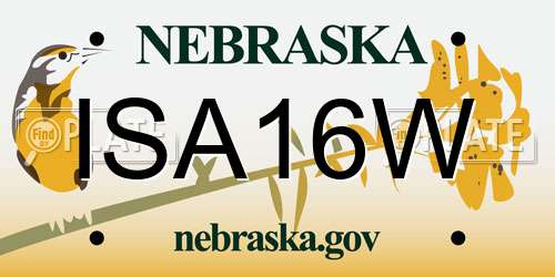 ISA16W Nebraska License Plate