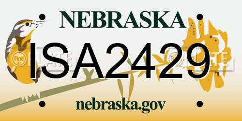 ISA2429 Nebraska License Plate
