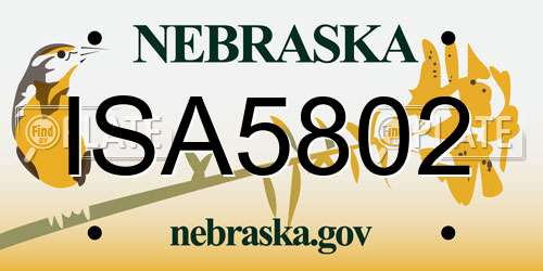 ISA5802 Nebraska License Plate