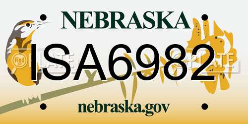 ISA6982 Nebraska License Plate
