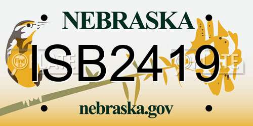ISB2419 Nebraska License Plate