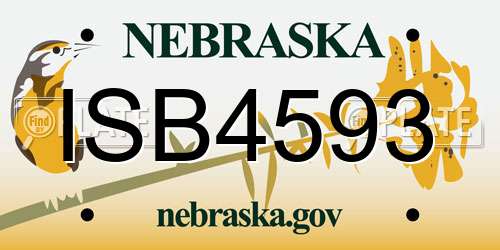 ISB4593 Nebraska License Plate