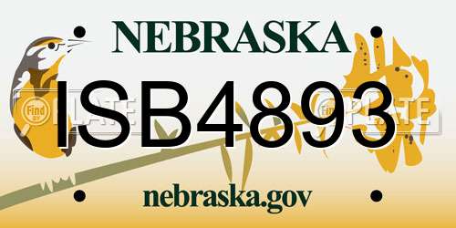 ISB4893 Nebraska License Plate