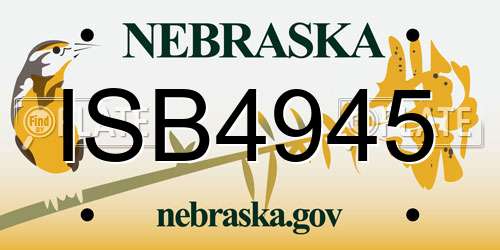 ISB4945 Nebraska License Plate