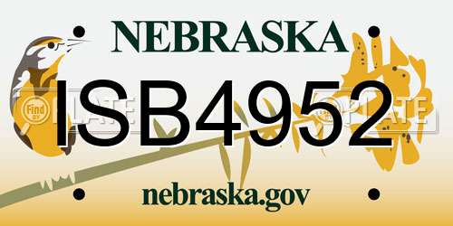 ISB4952 Nebraska License Plate