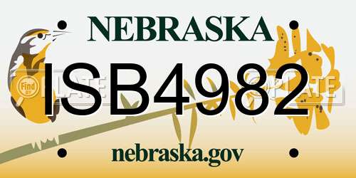 ISB4982 Nebraska License Plate