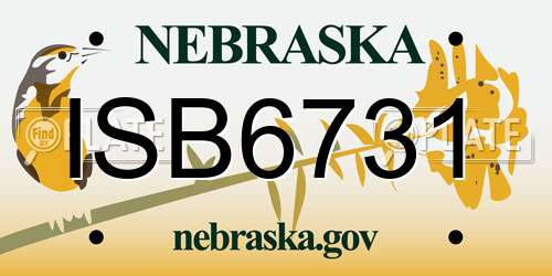 ISB6731 Nebraska License Plate