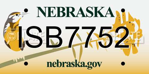 ISB7752 Nebraska License Plate