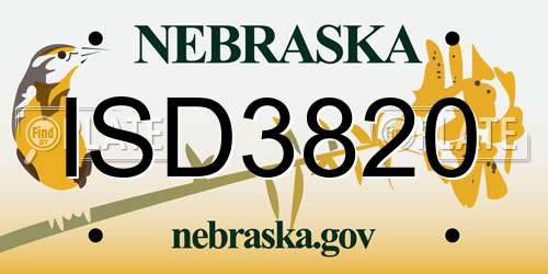 ISD3820 Nebraska License Plate