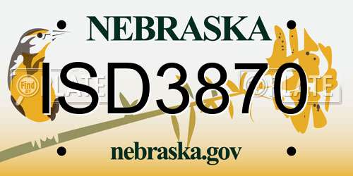 ISD3870 Nebraska License Plate