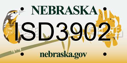 ISD3902 Nebraska License Plate