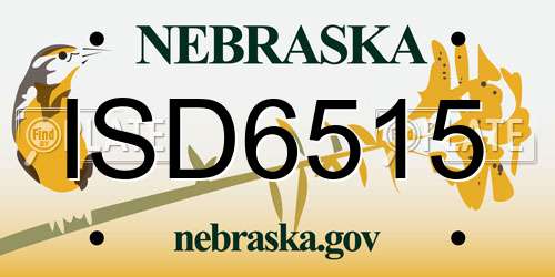 ISD6515 Nebraska License Plate