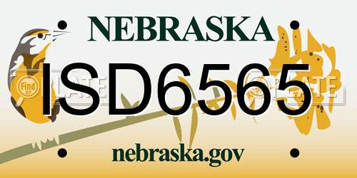 ISD6565 Nebraska License Plate