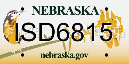 ISD6815 Nebraska License Plate