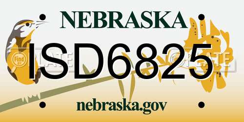 ISD6825 Nebraska License Plate