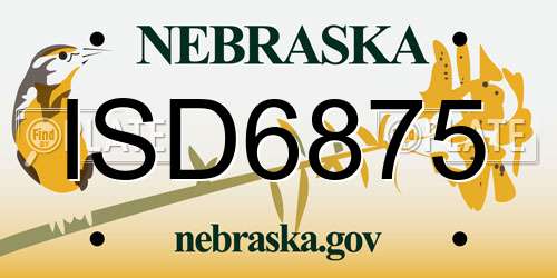 ISD6875 Nebraska License Plate