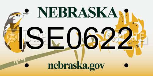 ISE0622 Nebraska License Plate