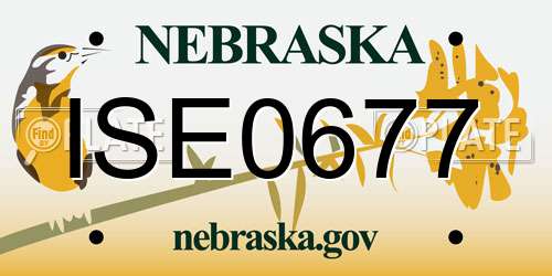 ISE0677 Nebraska License Plate