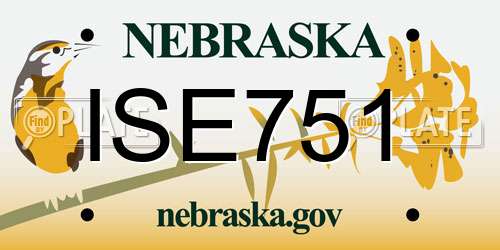 ISE751 Nebraska License Plate