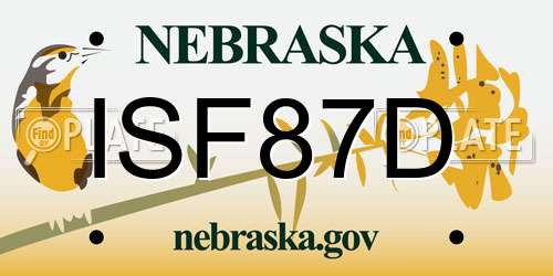ISF87D Nebraska License Plate