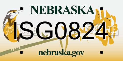 ISG0824 Nebraska License Plate