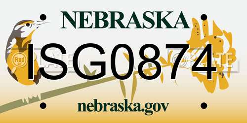 ISG0874 Nebraska License Plate