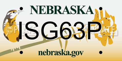 ISG63P Nebraska License Plate